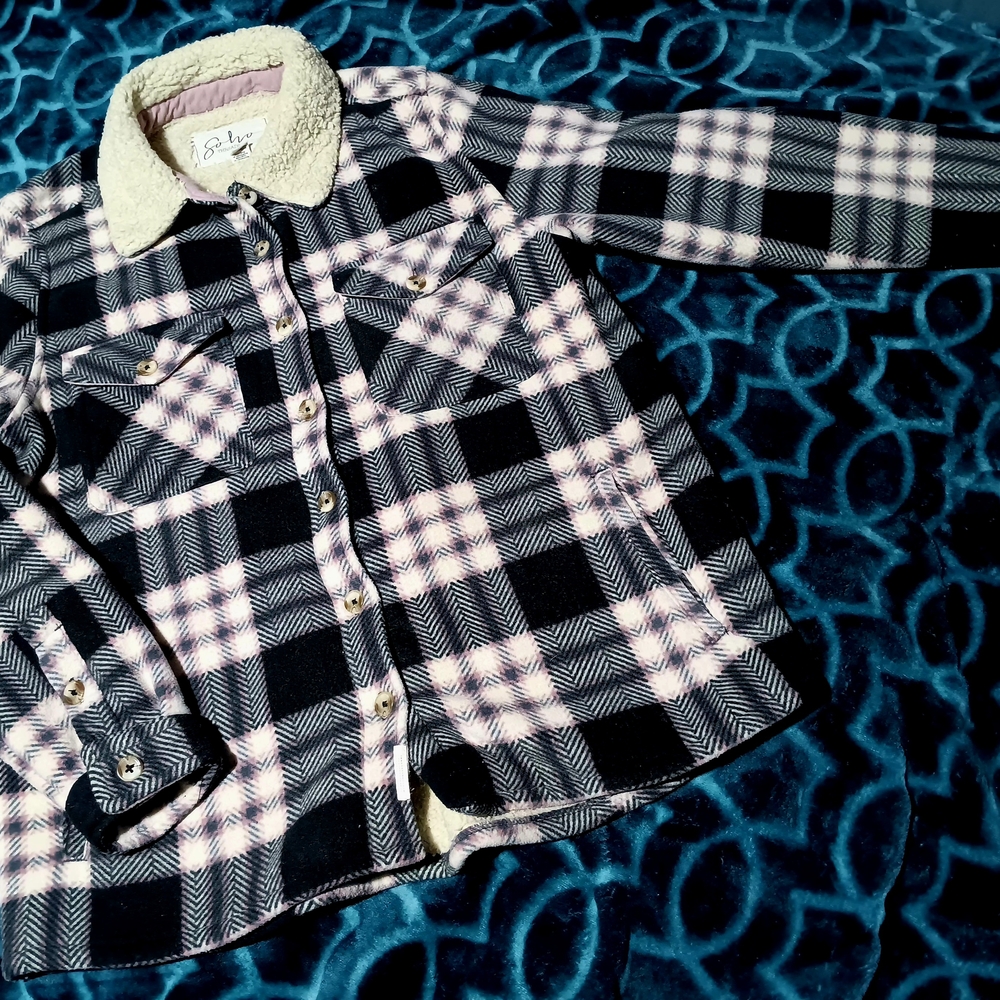 Kids Checkered Jacket with Sherpa Collar